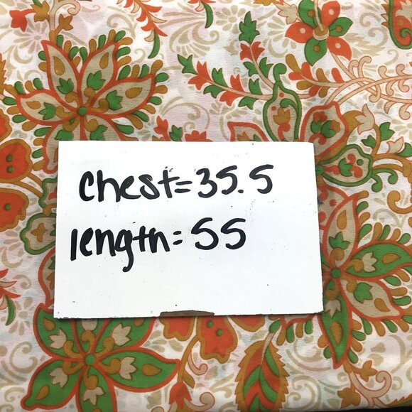 Phases Womens Caftan V-Neck Dress Orange Green Floral Drawstring Waist One Size - Picture 6 of 7